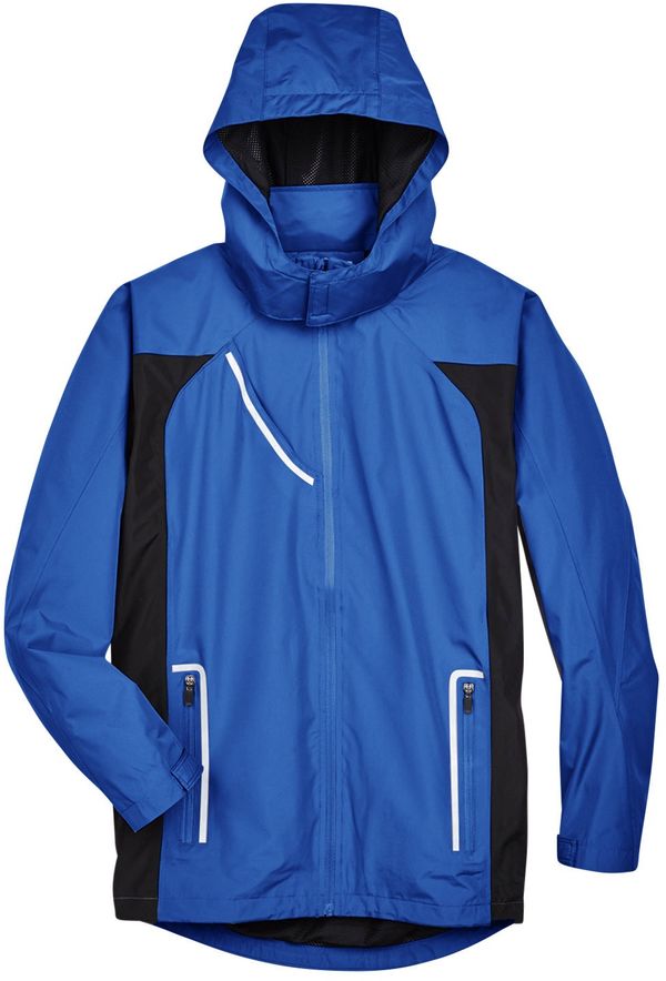 Am image of a Custom Team 365 Men's Dominator Waterproof Jacket in Sport Royal!