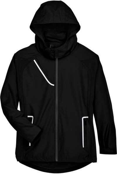 Am image of a Custom Team 365 Ladies' Dominator Waterproof Jacket in Black!
