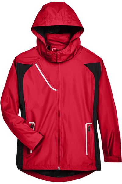 Am image of a Custom Team 365 Ladies' Dominator Waterproof Jacket in Sport Red!