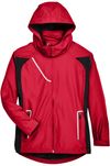 Am image of a Custom Team 365 Ladies' Dominator Waterproof Jacket in Sport Red!