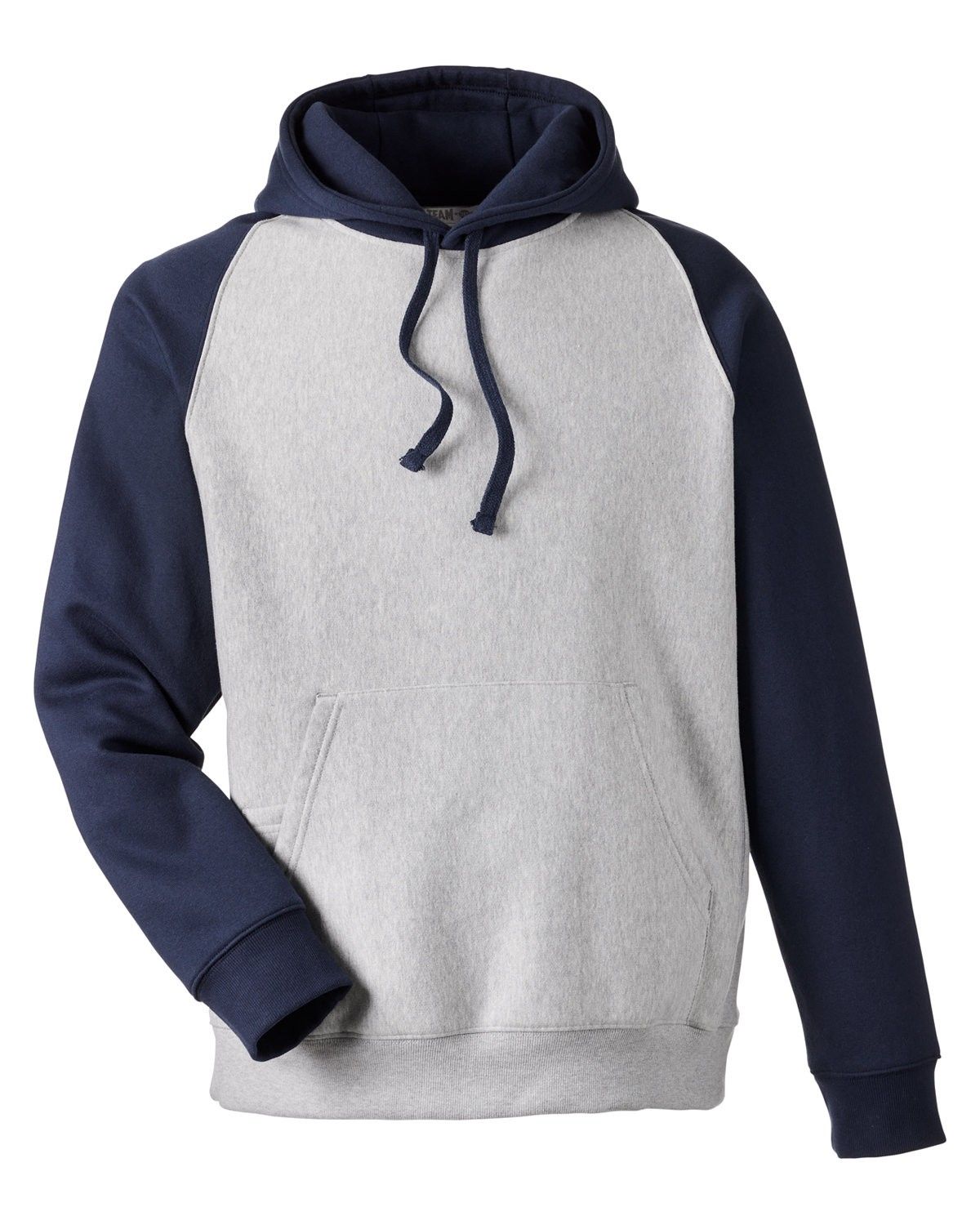 Team 365 Unisex Zone HydroSport™ Heavyweight Colorblock Hooded Sweatshirt in Athletic Heather/ Sport Dark Navy