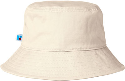 Am image of a Custom Russell Athletic Core Bucket Hat in Off White!
