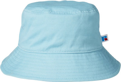 Am image of a Custom Russell Athletic Core Bucket Hat in Blue!