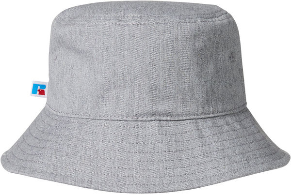 Am image of a Custom Russell Athletic Core Bucket Hat in Grey Heather!