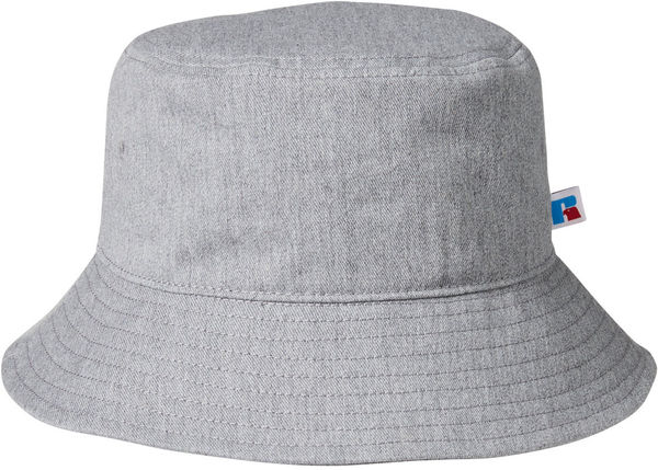Am image of a Custom Russell Athletic Core Bucket Hat in Grey Heather!