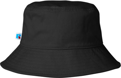 Am image of a Custom Russell Athletic Core Bucket Hat in Black!