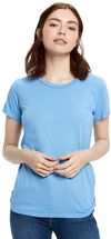 Am image of a Custom US Blanks Ladies Made in USA Short Sleeve Crew TShirt in Big Blue!