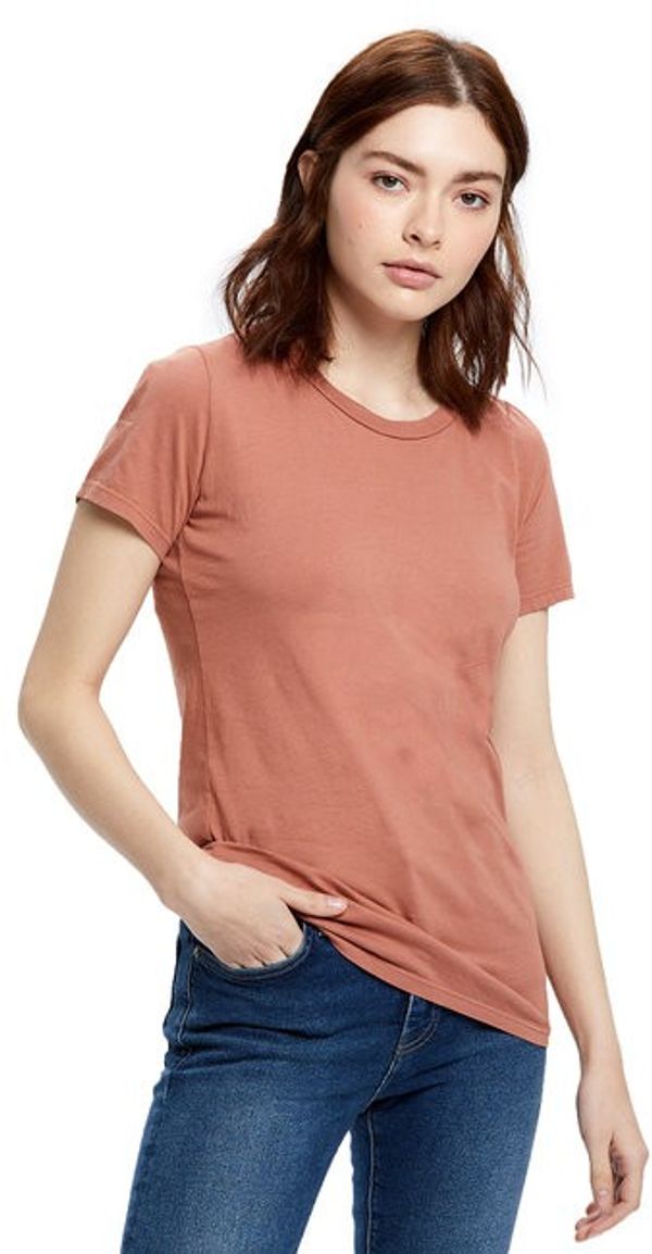 Am image of a Custom US Blanks Ladies Made in USA Short Sleeve Crew TShirt in Cinnamon!