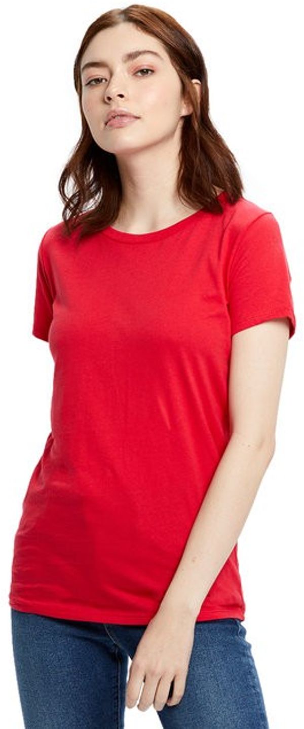 Am image of a Custom US Blanks Ladies Made in USA Short Sleeve Crew TShirt in Red!