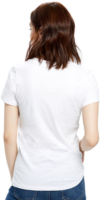 Am image of a Custom US Blanks Ladies Made in USA Short Sleeve Crew TShirt in White!