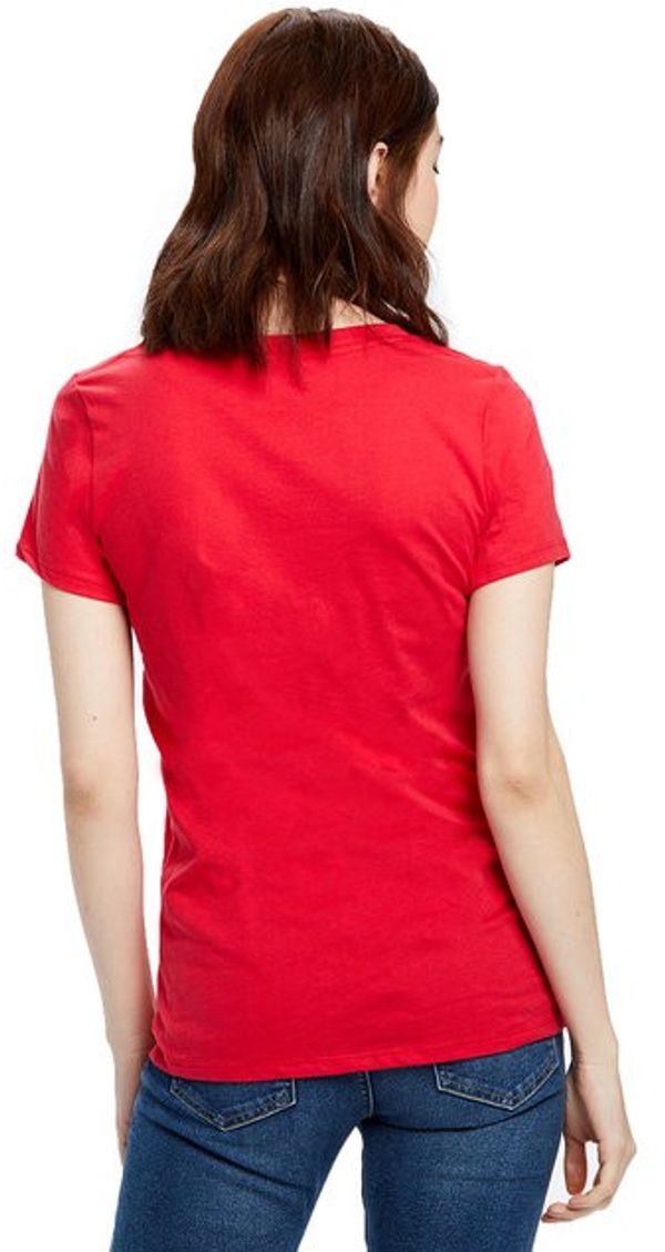 Am image of a Custom US Blanks Ladies Made in USA Short Sleeve Crew TShirt in Red!