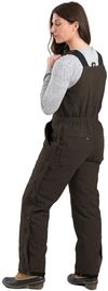 Am image of a Custom Berne Ladies Softstone Duck Insulated Bib Overall in Dark Brown!