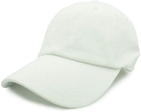 Am image of a Custom Nissi Washed Cotton Dad Cap in White!