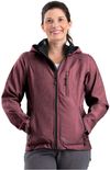 Am image of a Custom Berne Ladies' Hooded Softshell Jacket in Maroon!