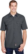 Am image of a Custom Dickies Mens FLEX Short Sleeve Twill Work Shirt in Charcoal!