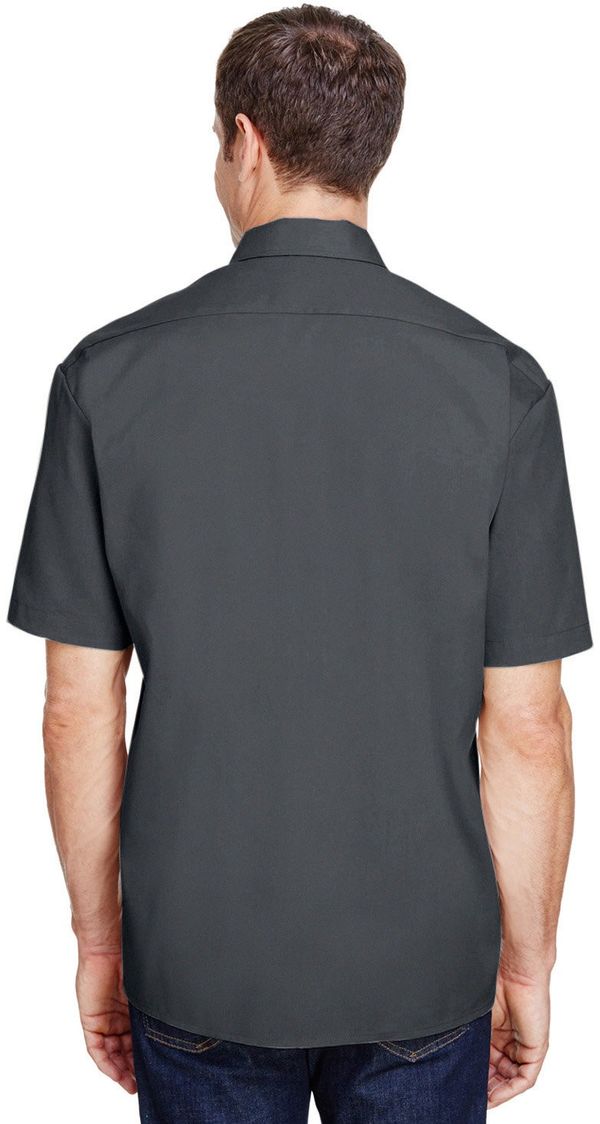 Am image of a Custom Dickies Mens FLEX Short Sleeve Twill Work Shirt in Charcoal!