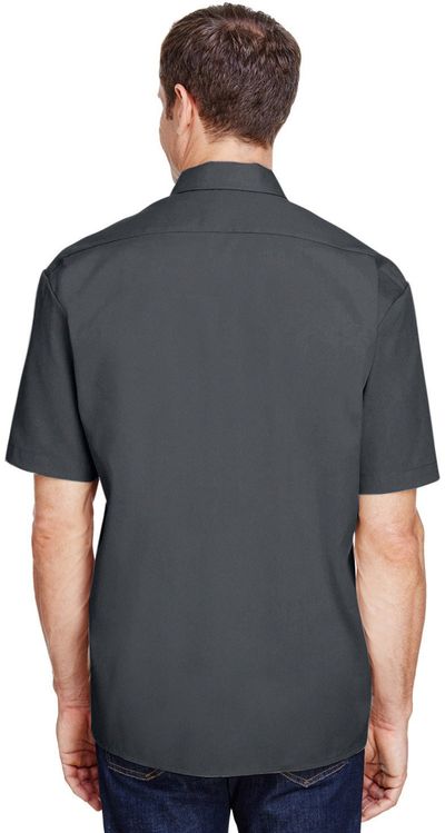 Am image of a Custom Dickies Mens FLEX Short Sleeve Twill Work Shirt in Charcoal!