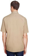 Am image of a Custom Dickies Mens FLEX Short Sleeve Twill Work Shirt in Desert Sand!