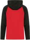 Am image of a Custom ATC Game Day Fleece Two Tone Hooded Youth Sweatshirt in True Red/Black!