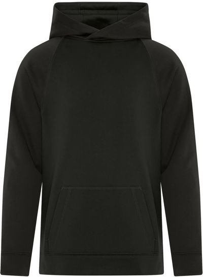 Am image of a Custom ATC Game Day Fleece Two Tone Hooded Youth Sweatshirt in Black/Black!