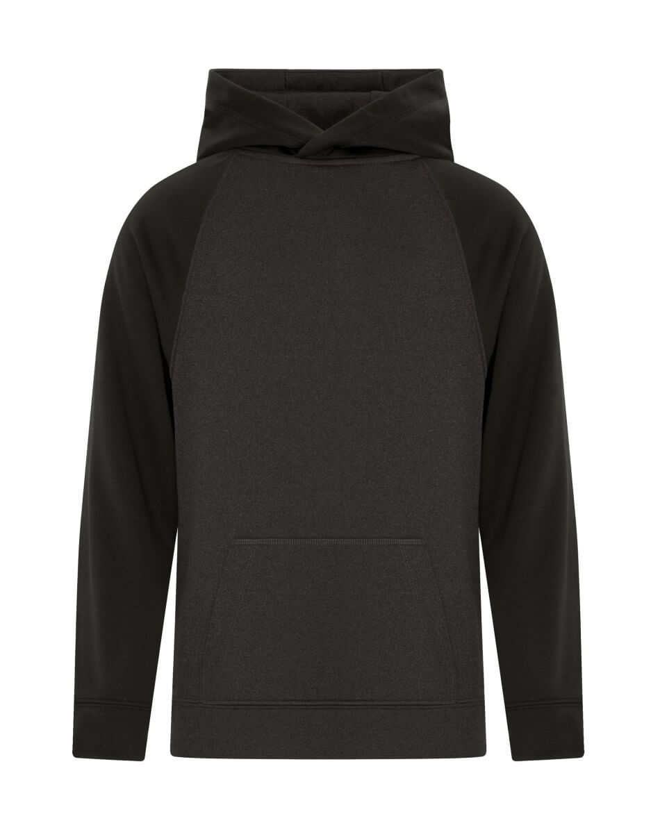 ATC Game Day Fleece Two Tone Hooded Youth Sweatshirt in Charcoal/Black