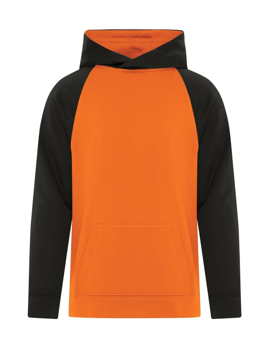 ATC Game Day Fleece Two Tone Hooded Youth Sweatshirt in Deep Orange/Black