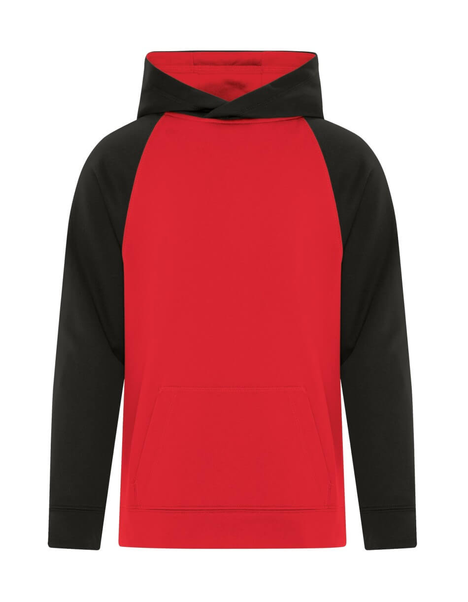 ATC Game Day Fleece Two Tone Hooded Youth Sweatshirt in True Red/Black