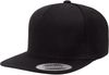 Am image of a Custom Yupoong Adult Premium 5 Panel Snapback Cap in Black!